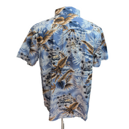 Chemise hawaïenne High Surf L bleu clair feuillage 100% coton manches courtes