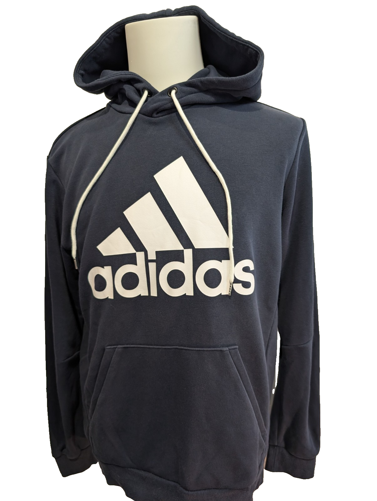 ➜ Sweat à Capuche Adidas - Grand Logo Blanc - Marine - Taille M