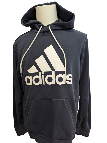 ➜ Sweat à Capuche Adidas - Grand Logo Blanc - Marine - Taille M