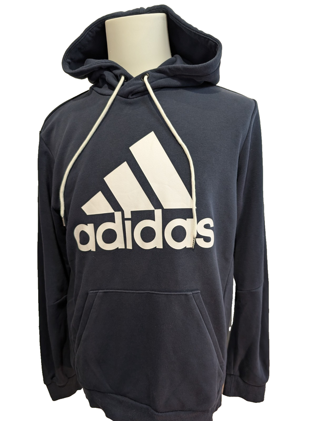 ➜ Sweat à Capuche Adidas - Grand Logo Blanc - Marine - Taille M