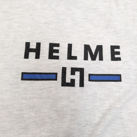 T-shirt HELME Homme S Blanc Chiné Gris 100% Coton Logo Minimaliste Neuf