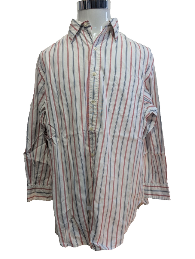 Chemise Polo Ralph Lauren Shirt XL Rayée Rouge Bleu Coton Col Classique
