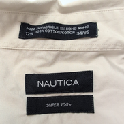 Chemise Nautica XL XXL Crème 100's Coton Hong Kong Poche Unie manches longues