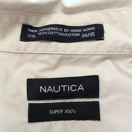 Chemise Nautica XL XXL Crème 100's Coton Hong Kong Poche Unie manches longues