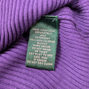 Pull LAUREN Ralph Lauren S violet 100% soie col à volants maille côtelée