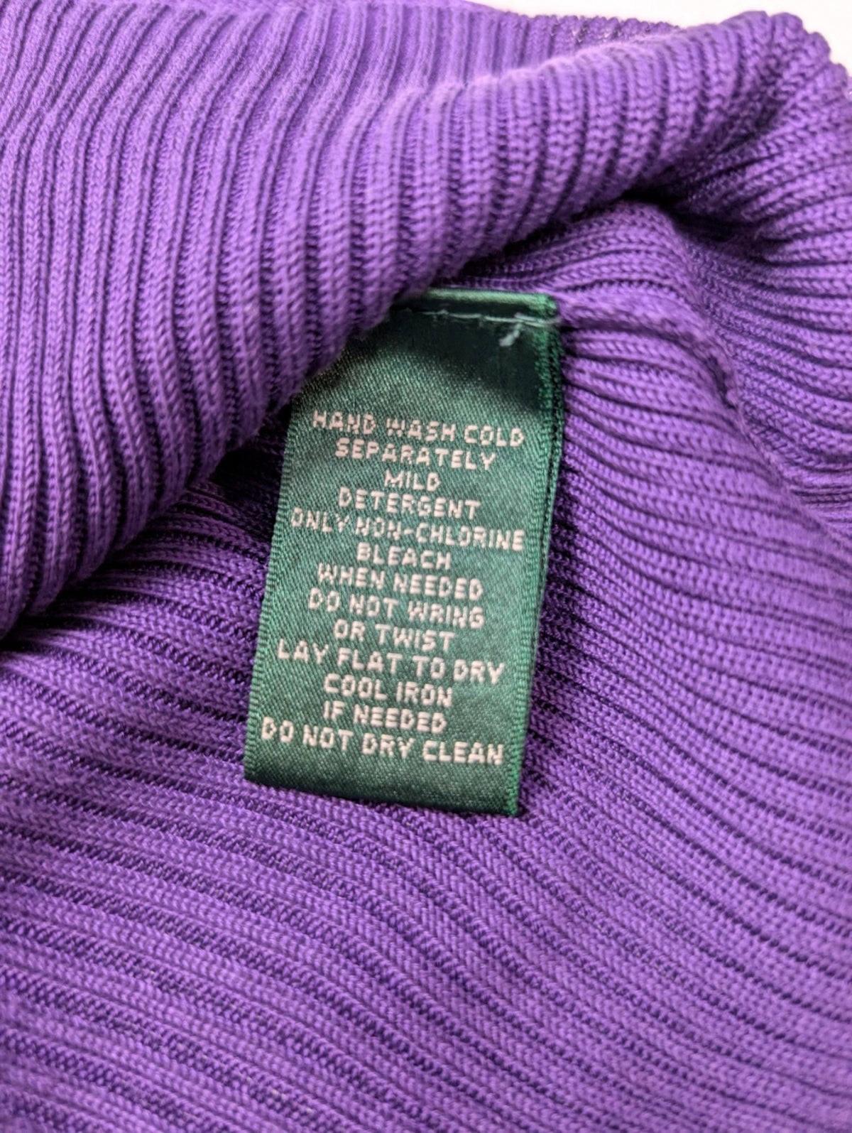 Pull LAUREN Ralph Lauren S violet 100% soie col à volants maille côtelée