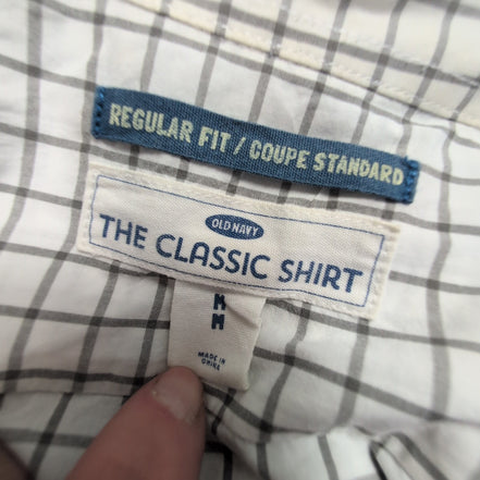 Chemise Old Navy blanche à carreaux gris taille M #151e