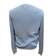 Pull fin col V Polo Ralph Lauren bleu clair Logo jaune 100% Pima coton Taille M