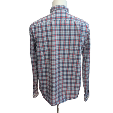 Chemise Nautica L Classic Fit Rouge Bleu Carreaux Coton Logo Manches longues
