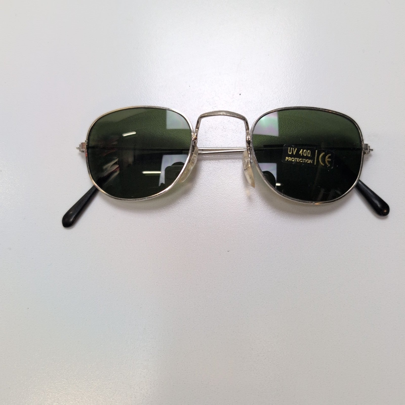 Lunettes de soleil Y2K Branche fine Métal Aviateur Carré Vert