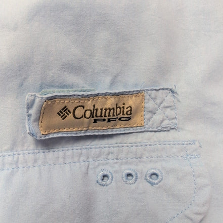 Chemise Columbia PFG bleue unie brodée poches manches courtes taille M homme