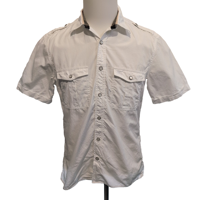 Chemise Burberry Brit M Blanche Manches Courtes Logo Brodé Vintage Coton