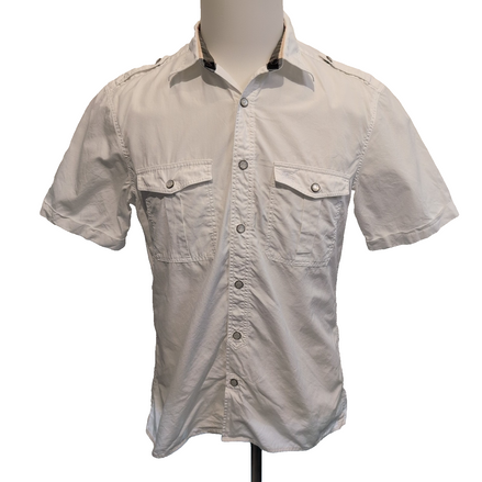 Chemise Burberry Brit M Blanche Manches Courtes Logo Brodé Vintage Coton