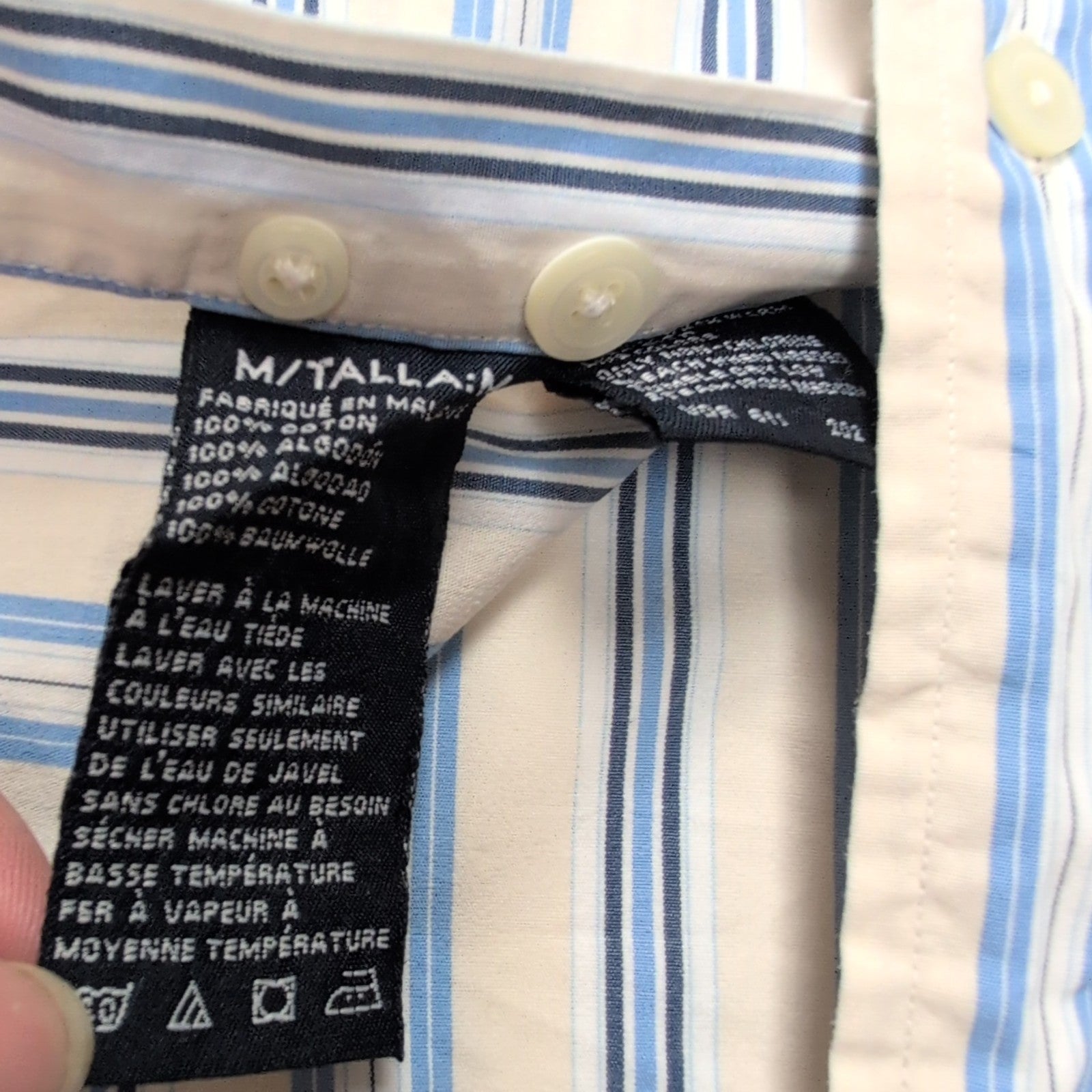 Chemise Nautica Manches Courtes Rayures Bleu et Blanc Taille M 100% Coton