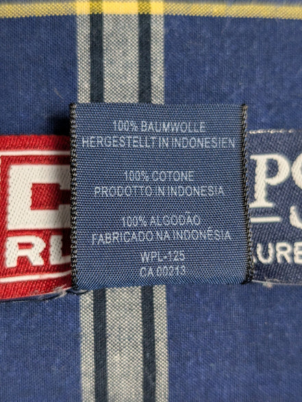 Chemise shirt Chaps Ralph Lauren L carreaux bleu jaune coton button down