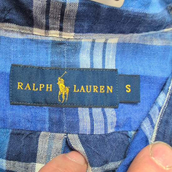 Chemise Ralph Lauren Lin S Carreaux Bleu Blanc Philippines manches longues