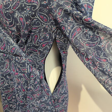 Robe La Redoute 38 Cache-Cœur Bleu Rose Paisley Brillante Neuve