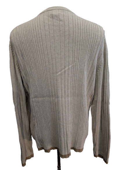 Pull CALVIN KLEIN Crème Col V Maille Côtelée Taille XL Coton Luxe Homme Chic