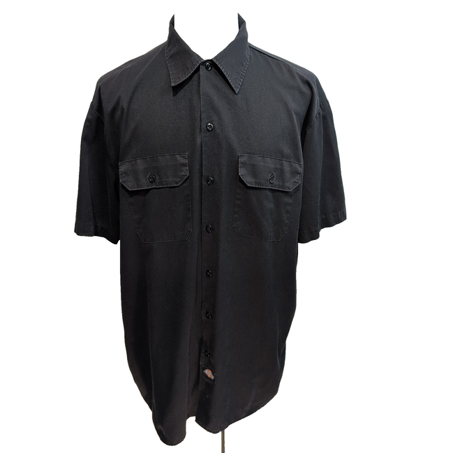 Chemise Dickies XL Noir Manches Courtes Workwear 2 Poches Polyester coton