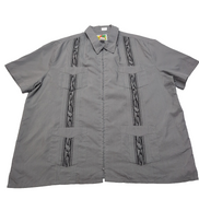Chemise Guayabera Haband Cuba Panama Grise Brodée XL Manches Courtes