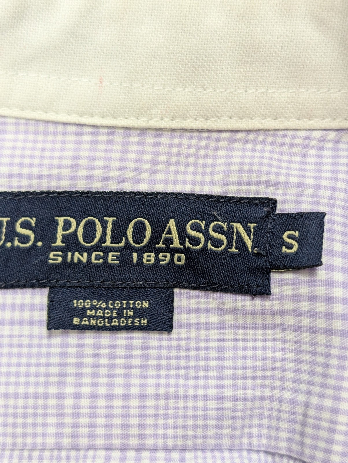 Chemise U.S. Polo ASSN lila violet manches longues à carreaux taille S