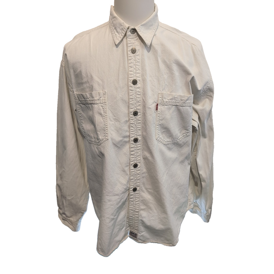 Chemise en Jean Levis Couleur blanc uni 100% coton taille XL Bouton en métal 2 p