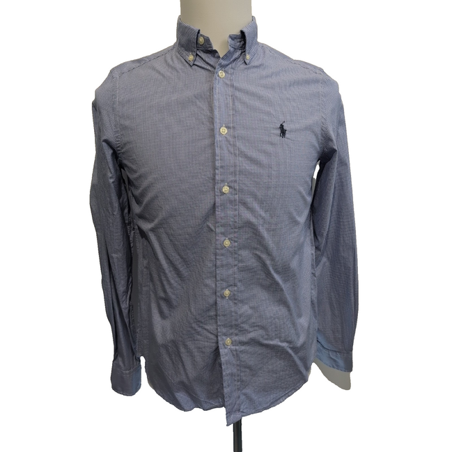 Chemise Ralph Lauren Slim Fit Enfant 18 Ans XL 165/84A Bleue Carreaux Coton