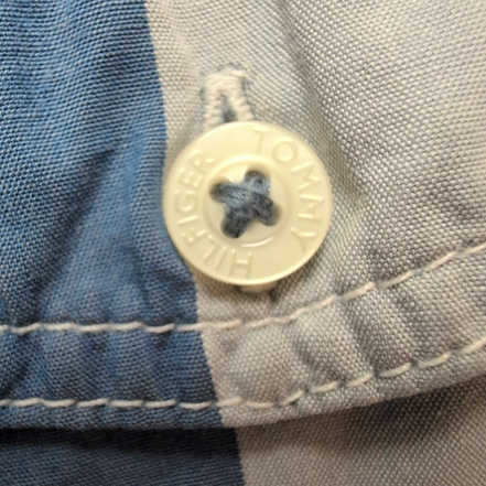 Chemise Tommy Hilfiger Manches Courtes Bleu Blanc Gris à Carreaux Taille L