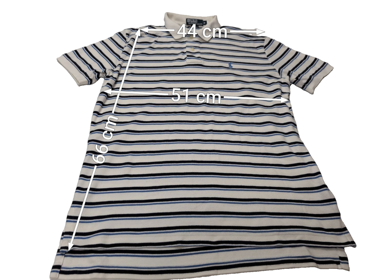 Polo manches courtes Polo Ralph Lauren M blanc rayures bleu marine logo bleu