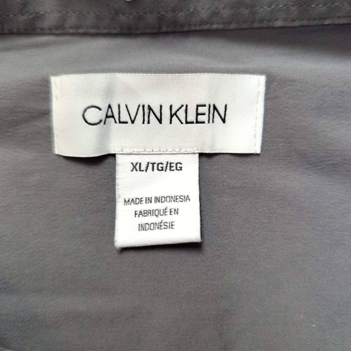 Chemise CALVIN KLEIN Stretch Gris Foncé XL Logo Brodé Coton Slim Fit