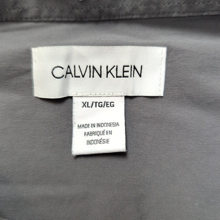 Chemise CALVIN KLEIN Stretch Gris Foncé XL Logo Brodé Coton Slim Fit