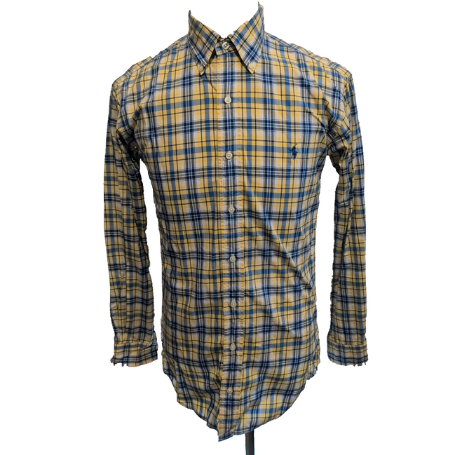 Chemise Ralph Lauren M Carreaux Bleu Jaune Classic Fit Button Down Shirt