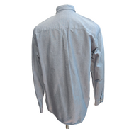 Chemise BURBERRY L Bleu Oxford Logo Rouge 100% Coton Manches Longues