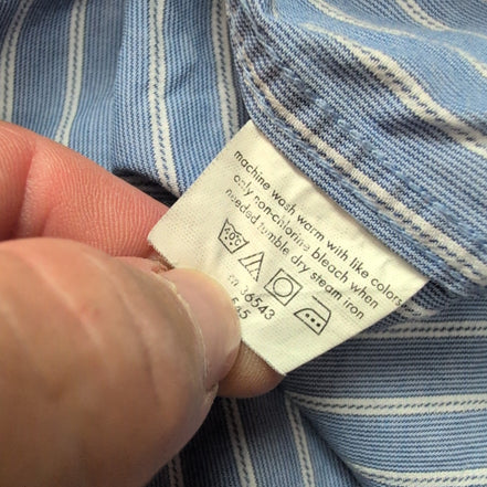 Chemise Sean John XL/XXL Bleue Rayures Blanches 100% Coton Manches Longues
