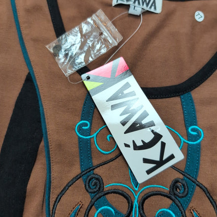 Robe Kéawa L Marron Chocolat Noir Manches Longues Brodée Neuve Étiquette