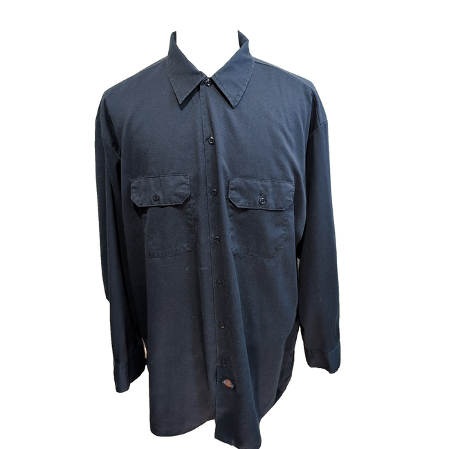 Chemise Dickies 2XL Bleu Marine Workwear Poche Stylo Vintage manches longues