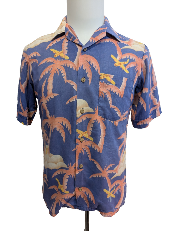 Chemise Hawaïenne Chess King Motifs Palmiers et Avions - Taille S