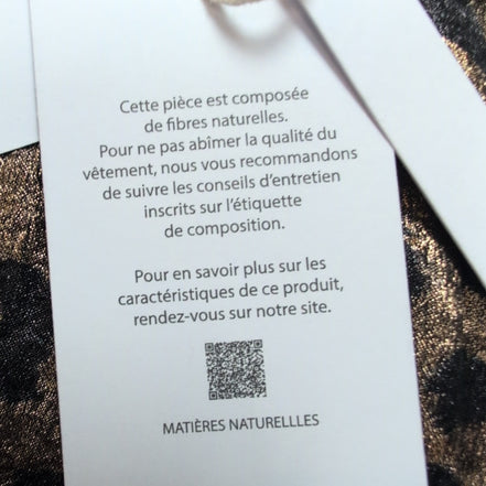 Robe Emilie.K Diane M Manches Longues Léopard Noir Doré Neuve Étiquette