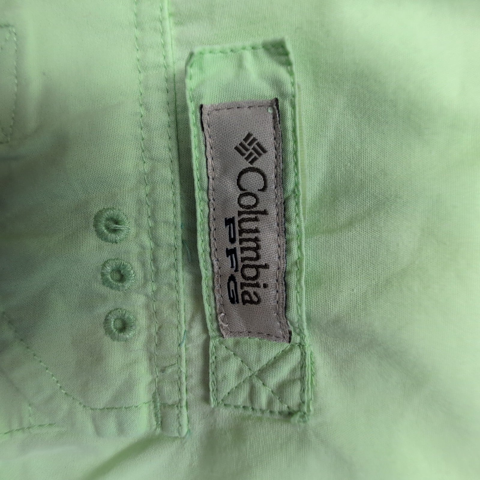 Chemise Columbia PFG verte uni manches courtes taille XXL #120e