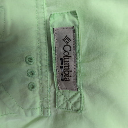 Chemise Columbia PFG verte uni manches courtes taille XXL #120e