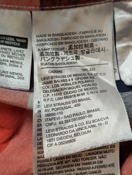 Chemise Levi's à Carreaux Rouge Blanc Bleu - Effet Lin Manches Longues T.XL