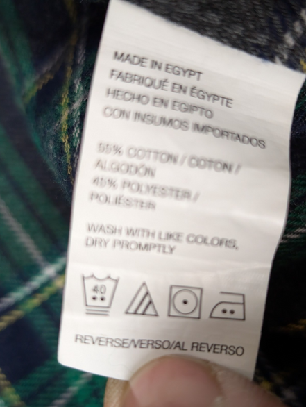 🌲 Chemise IZOD S Flanelle Poly-Coton Carreaux Vert |305S