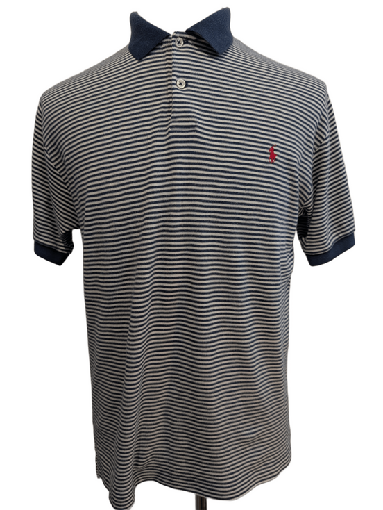 Polo POLO Ralph Lauren Rayé Marine et Blanc Homme Taille S