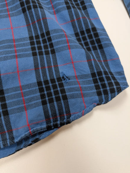 Chemise L.L. BEAN Flanelle Vintage Carreaux Bleu Noir Manches Longues Taille XL