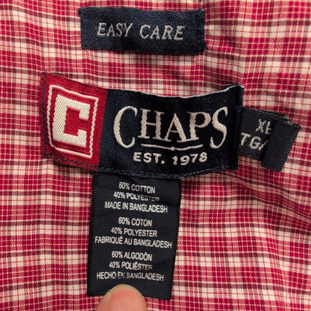 Chemise CHAPS rouge bordeaux à carreaux manches courtes taille XL 1 poche homme