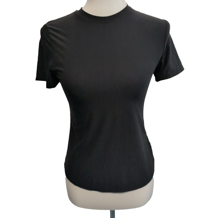Haut Vander Rock Femme M Noir Uni Manches Courtes Extensible Neuf