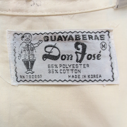 Chemise Hawaïenne Don José M Blanc Cassé 4 Poches Panama Brodée Vintage