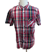 Chemise LEVI'S Homme L Rouge et Bleue à Carreaux Jaunes Manches Courtes