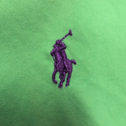 Chemise Ralph Lauren Homme M Vert Pomme Logo Violet Manches Courtes