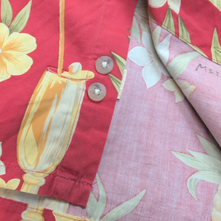 Chemise Hawaïenne Campia Moda L Ananas Cocktails Rouge 100% Coton Corée